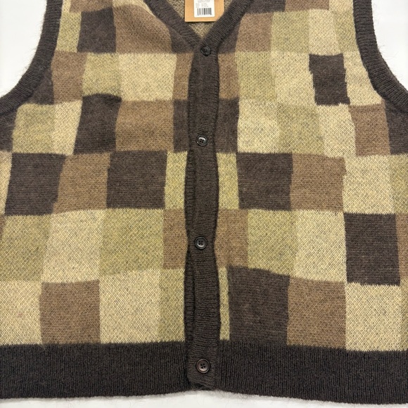 Stussy Wobbly Check Mohair Sweater Vest Brown XL NWT - Picture 4 of 8